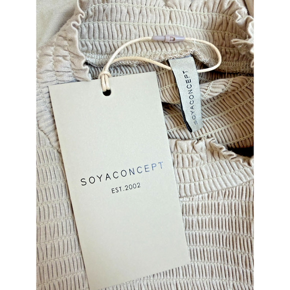 NWT Soya Concept BOUTIQUE Tan Long Sleeve Top w/ Smocking Detail #0429 XS - Picture 9 of 9